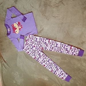 Hanna Andersson US 8 purple organic cotton PJ set, fox w/ bow top & bows bottom.